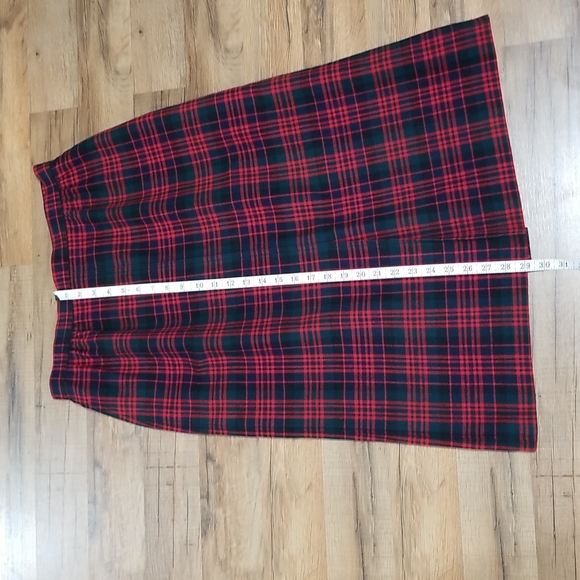 JAMES PRINGLE made in Scotland Red Wool Plaid Longer Midi Skirt - Picture 13 of 14